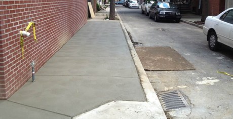 Finished concrete sidewalk in Briargate, Colorado Springs